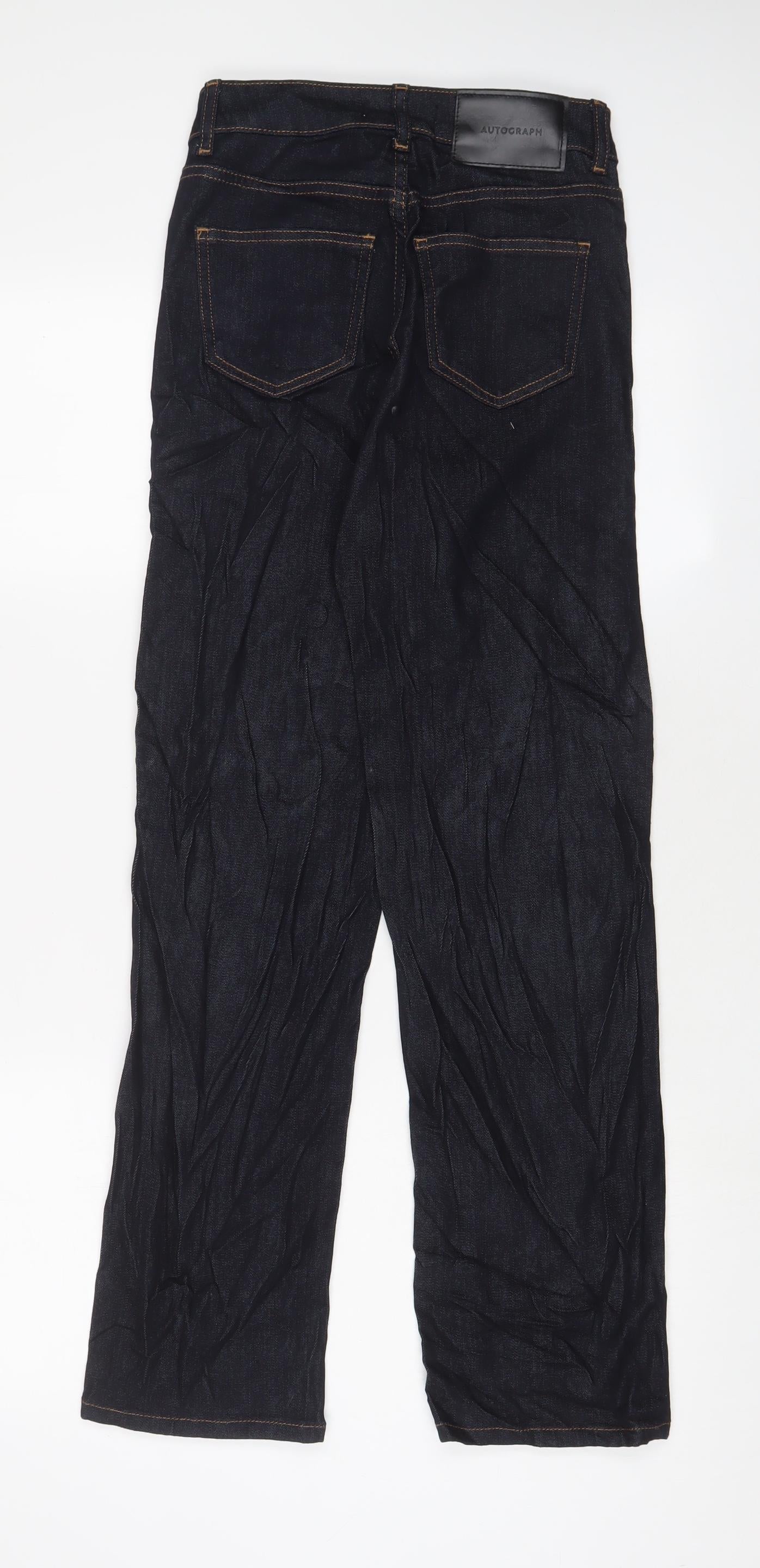 Autograph Womens Blue Cotton Straight Jeans Size 6 L28 in Regular Zip