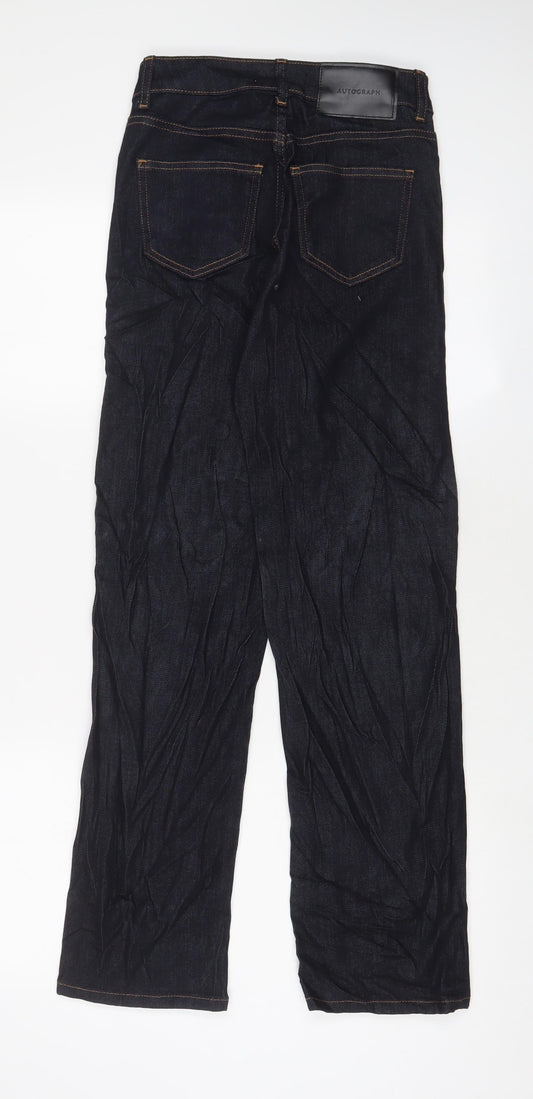 Autograph Womens Blue Cotton Straight Jeans Size 6 L28 in Regular Zip