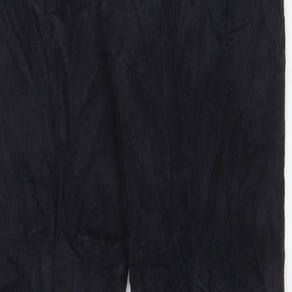 Marks and Spencer Mens Black Cotton Trousers Size 30 in L33 in Regular Hook & Eye - Long Leg