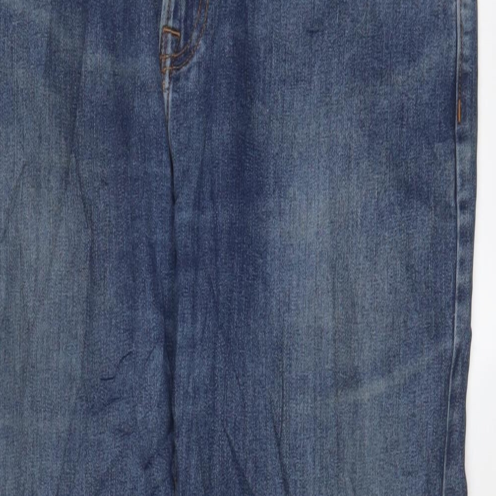 Marks and Spencer Mens Blue Cotton Straight Jeans Size 34 in L29 in Regular Zip - Short Leg