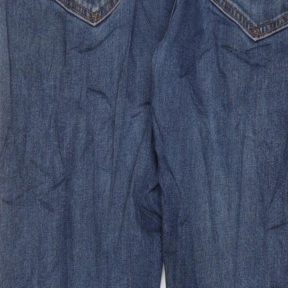 Marks and Spencer Mens Blue Cotton Straight Jeans Size 34 in L29 in Regular Zip - Short Leg
