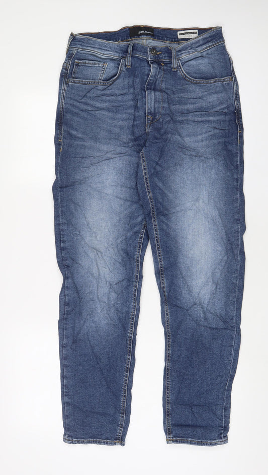 Blend Mens Blue Cotton Straight Jeans Size 32 in L30 in Relaxed Zip