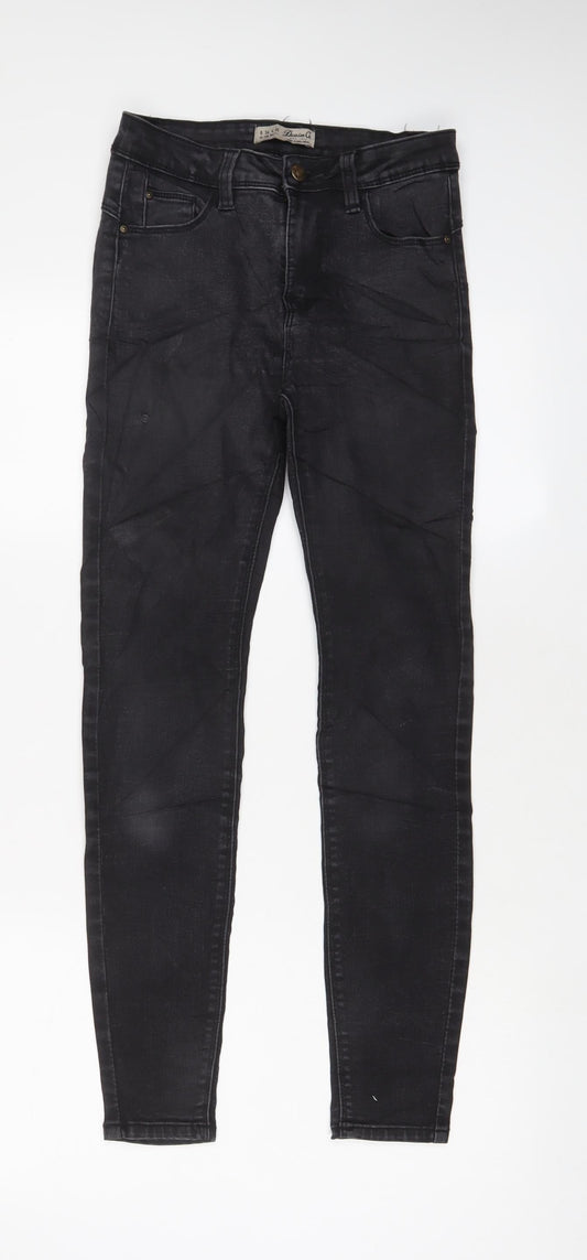 Denim & Co. Womens Black Cotton Skinny Jeans Size 8 L28 in Regular Zip