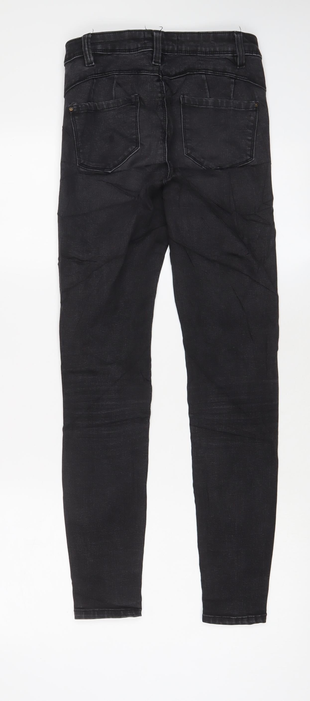 Denim & Co. Womens Black Cotton Skinny Jeans Size 8 L28 in Regular Zip