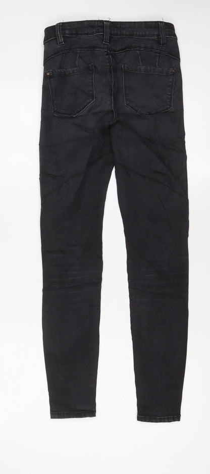 Denim & Co. Womens Black Cotton Skinny Jeans Size 8 L28 in Regular Zip