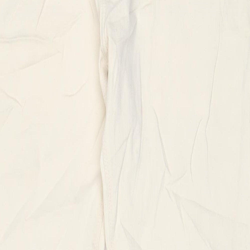 Marks and Spencer Mens Beige Cotton Straight Jeans Size 34 in L31 in Regular Zip