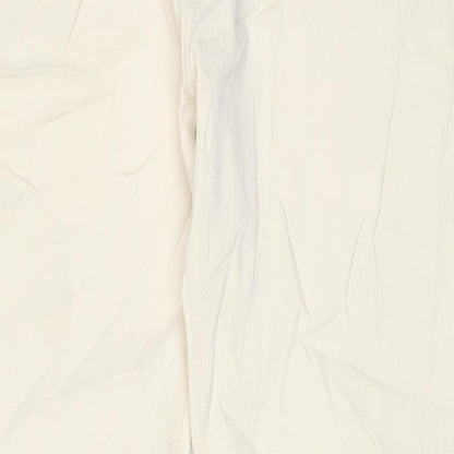 Marks and Spencer Mens Beige Cotton Straight Jeans Size 34 in L31 in Regular Zip