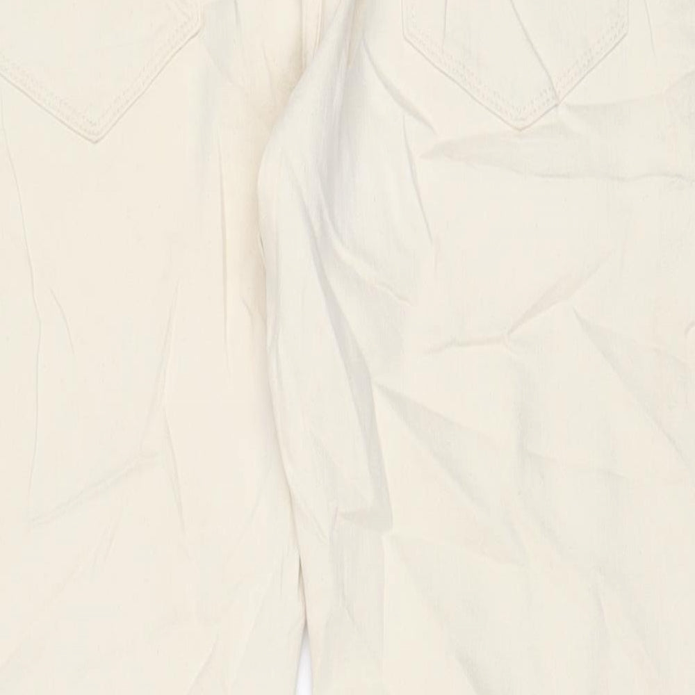 Marks and Spencer Mens Beige Cotton Straight Jeans Size 34 in L31 in Regular Zip