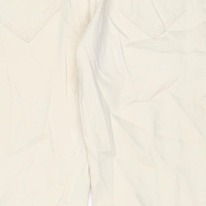 Marks and Spencer Mens Beige Cotton Straight Jeans Size 34 in L31 in Regular Zip