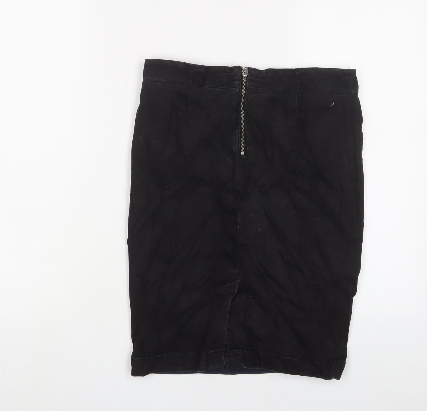 F&F Womens Blue Cotton A-Line Skirt Size 8 Zip