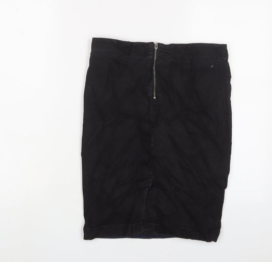 F&F Womens Blue Cotton A-Line Skirt Size 8 Zip