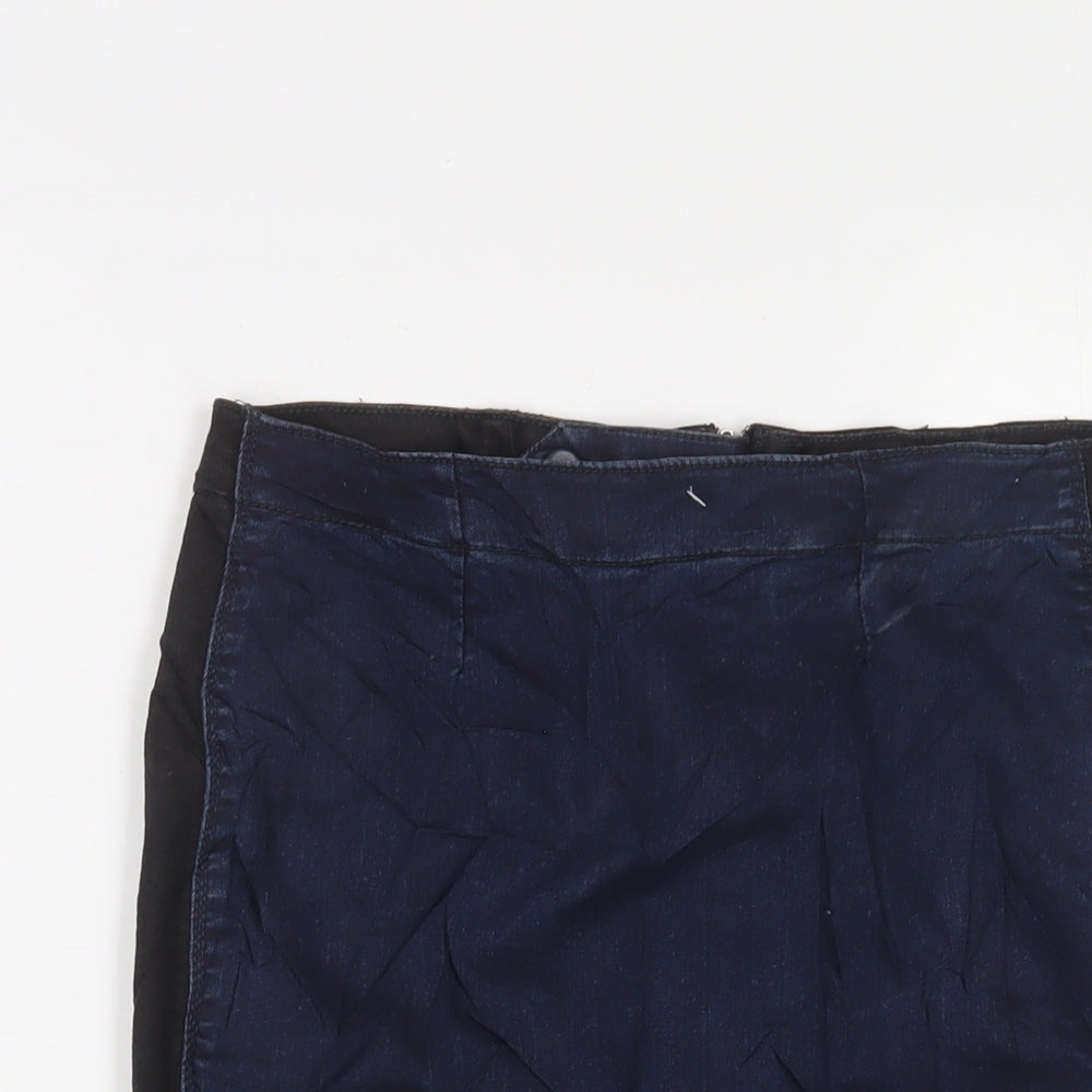 F&F Womens Blue Cotton A-Line Skirt Size 8 Zip