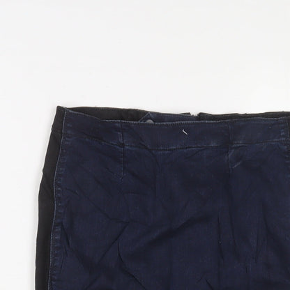 F&F Womens Blue Cotton A-Line Skirt Size 8 Zip