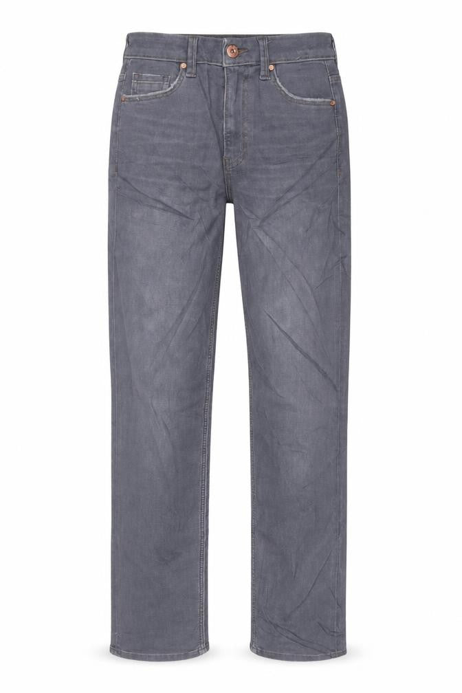 Marks & Spencer Womens Grey Cotton Straight Jeans Size 6 L29 in Regular Zip