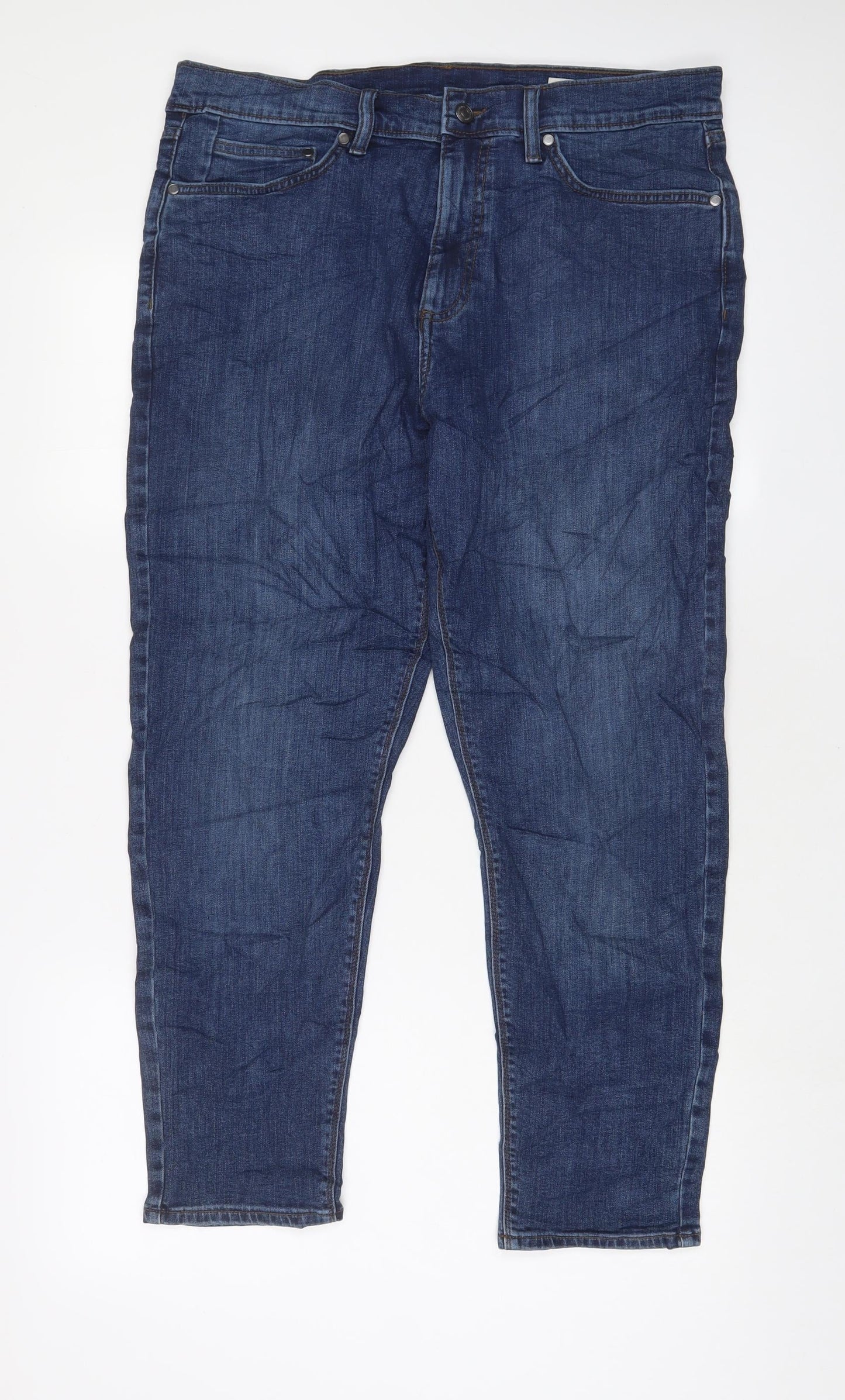 Womens UK Size 34 in Marks and Spencer Regular Fit Tapered Blue Jeans