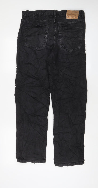 Blue Circle Mens Black Cotton Straight Jeans Size 32 in L29 in Regular Zip - Short Leg