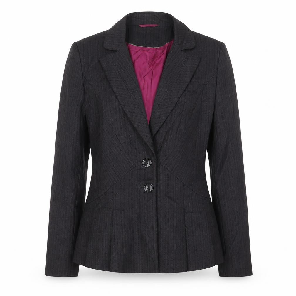 Next Womens Grey Striped Jacket Blazer Size 10 Button
