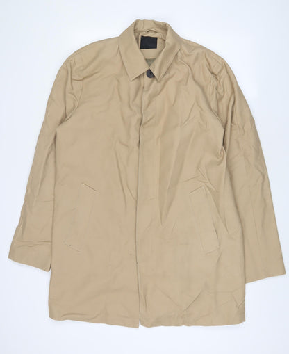 ASOS Mens Beige Overcoat Coat Size L Button
