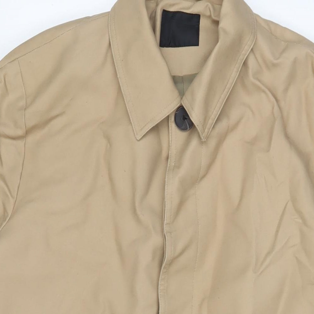 ASOS Mens Beige Overcoat Coat Size L Button