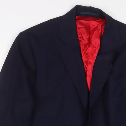Jasper Littman Mens Blue Wool Jacket Suit Jacket Size 38 Regular