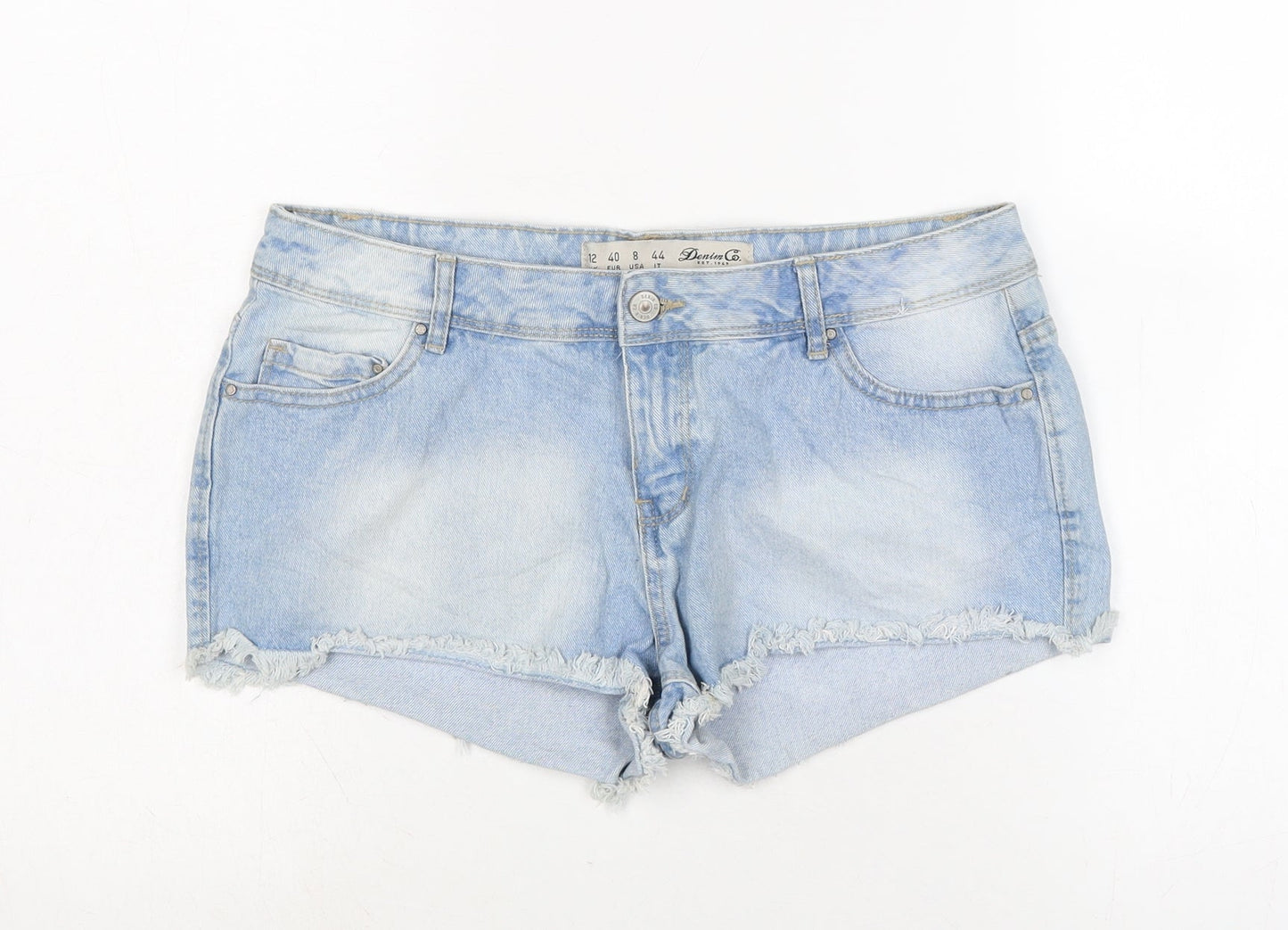 Denim & Co. Womens Blue Cotton Cut-Off Shorts Size 12 Regular Tie