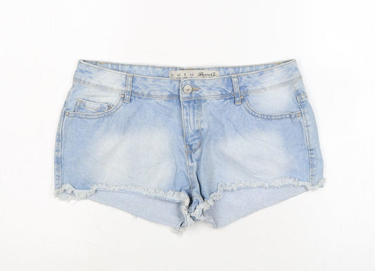 Denim & Co. Womens Blue Cotton Cut-Off Shorts Size 12 Regular Tie