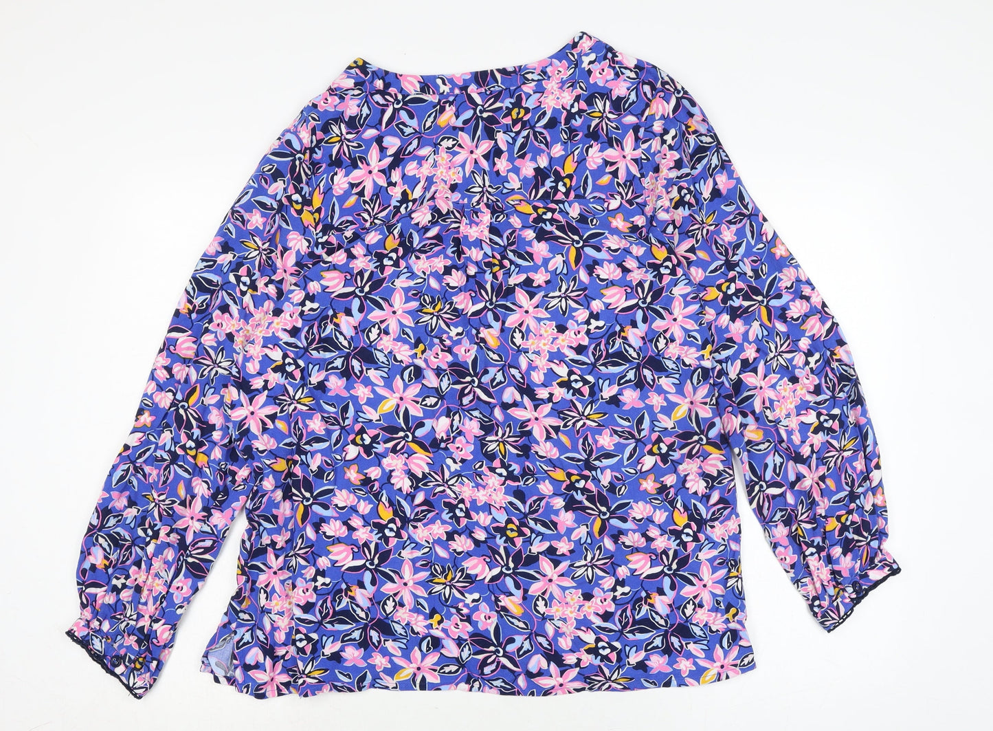 Damart Womens Ivory Floral Viscose Basic Blouse Size 14 V-Neck