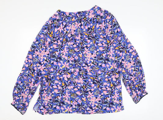 Damart Womens Ivory Floral Viscose Basic Blouse Size 14 V-Neck