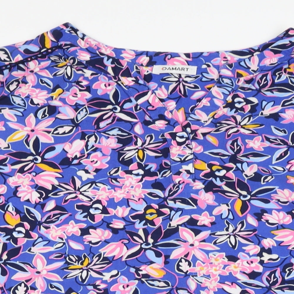 Damart Womens Ivory Floral Viscose Basic Blouse Size 14 V-Neck