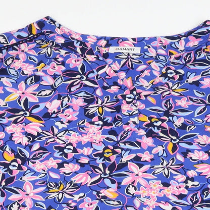 Damart Womens Ivory Floral Viscose Basic Blouse Size 14 V-Neck