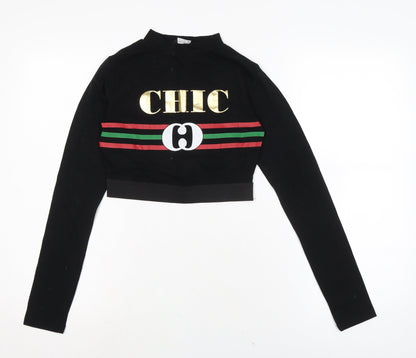 Womens UK Size 10 Select Black Cropped T-Shirt