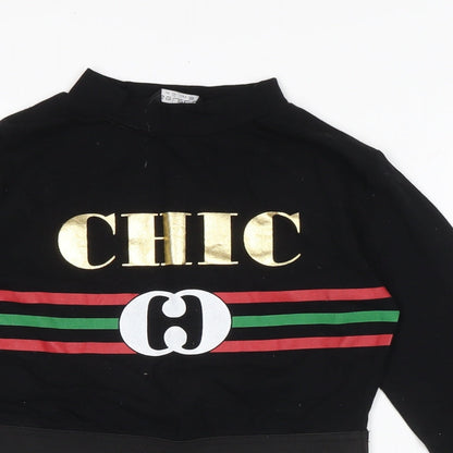 Womens UK Size 10 Select Black Cropped T-Shirt