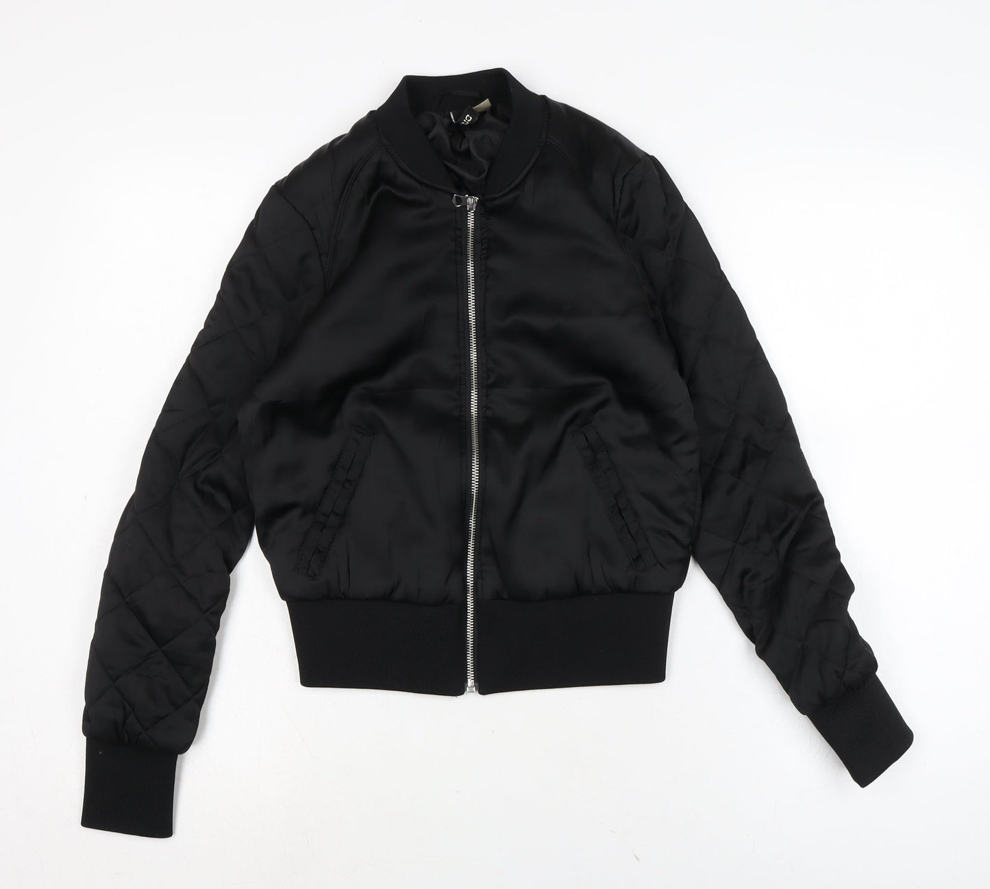 Womens UK Size 6 Divided Black Bomber Jacket