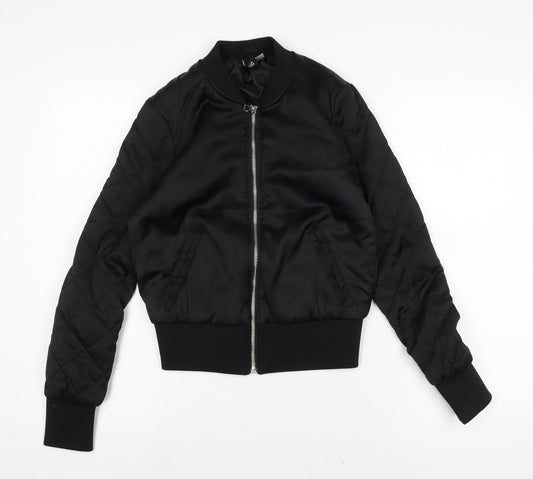 Divided Womens Black Bomber Jacket Jacket Size 6 Zip