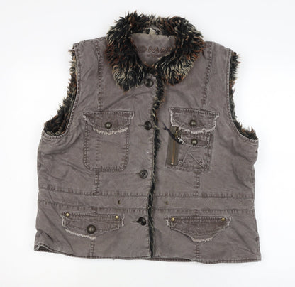 Roman Womens Brown Gilet Waistcoat Size L Zip