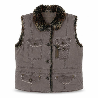 Roman Womens Brown Gilet Waistcoat Size L Zip
