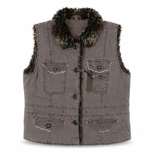 Roman Womens Brown Gilet Waistcoat Size L Zip