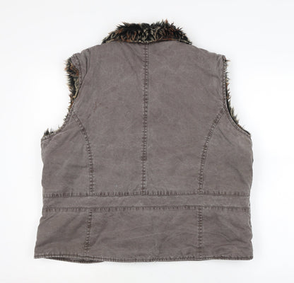 Roman Womens Brown Gilet Waistcoat Size L Zip