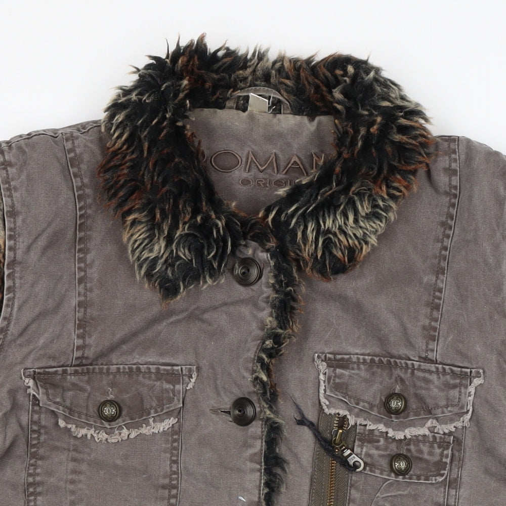 Roman Womens Brown Gilet Waistcoat Size L Zip