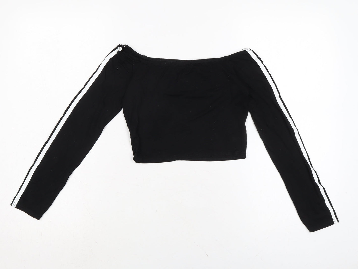 Womens UK Size 10 PRETTYLITTLETHING Black Cropped T-Shirt