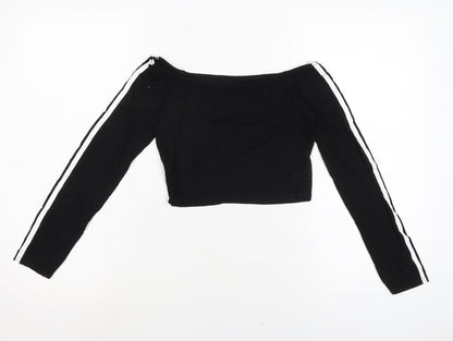 Womens UK Size 10 PRETTYLITTLETHING Black Cropped T-Shirt