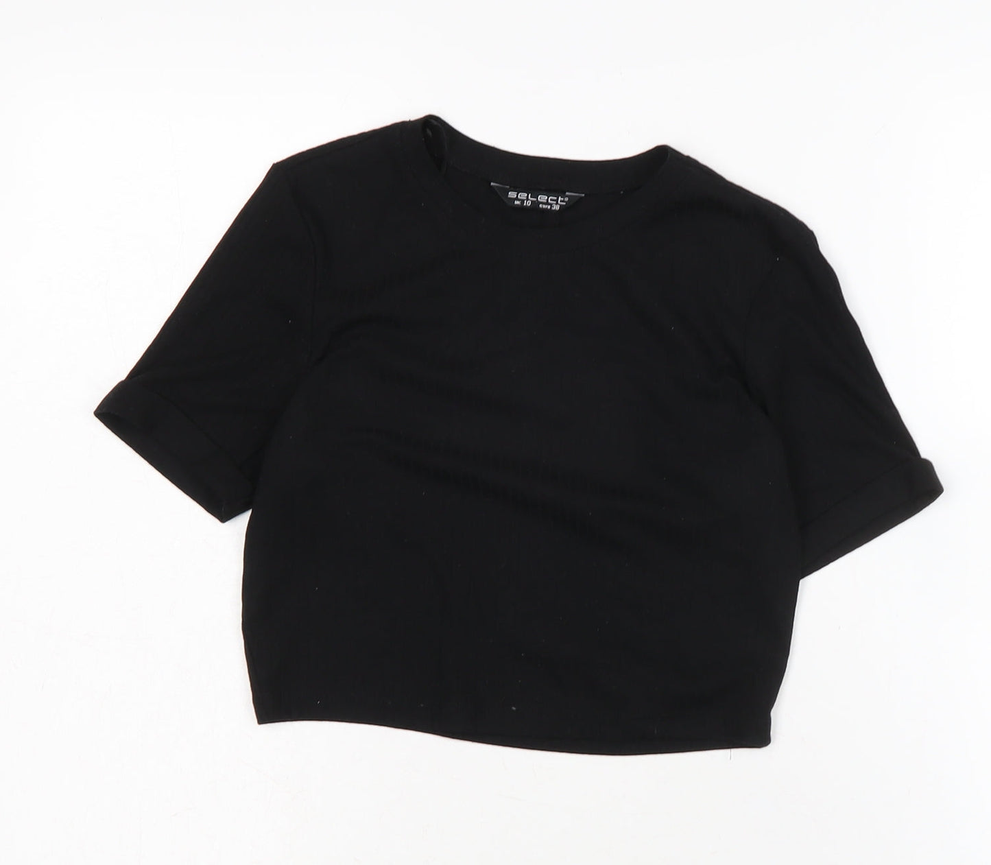 Womens UK Size 10 Select Black Cropped T-Shirt