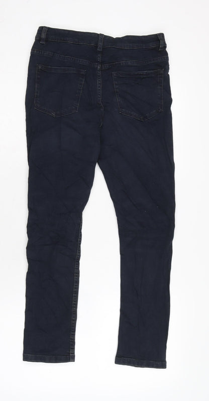 Marks and Spencer Girls Blue Cotton Tapered Jeans Size 11-12 Years L24 in Regular Zip