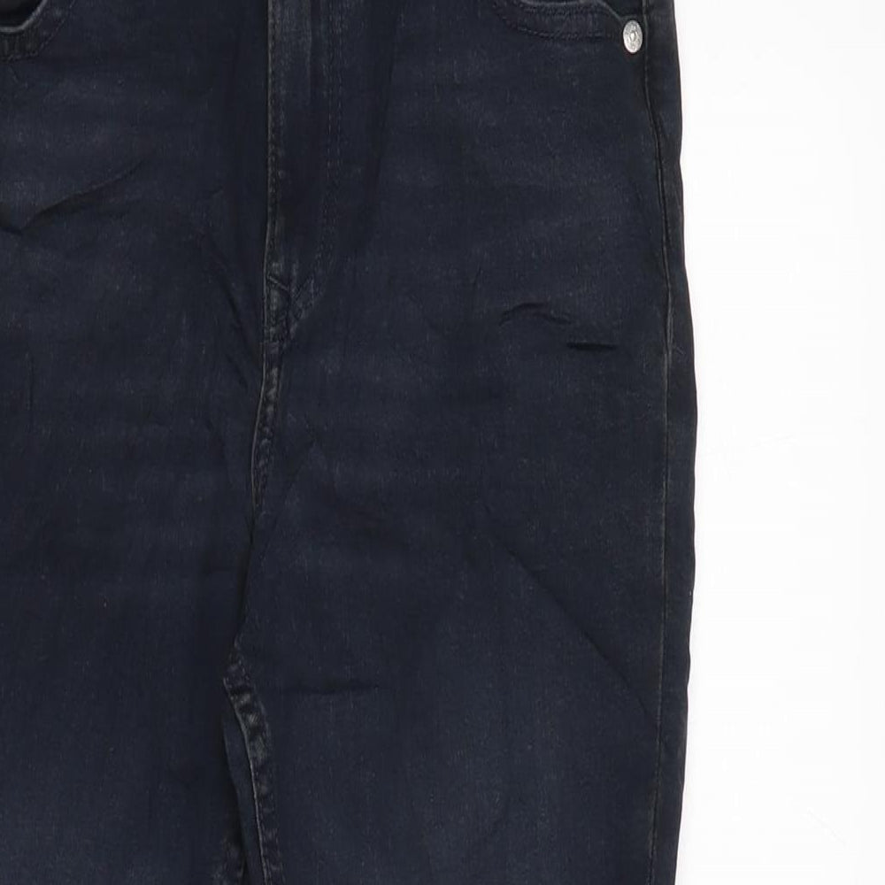 Marks and Spencer Girls Blue Cotton Tapered Jeans Size 11-12 Years L24 in Regular Zip
