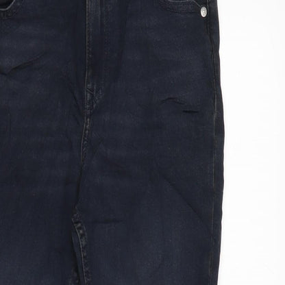 Marks and Spencer Girls Blue Cotton Tapered Jeans Size 11-12 Years L24 in Regular Zip