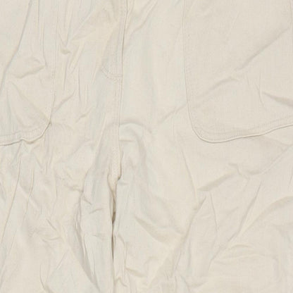 Marks and Spencer Womens Ivory Cotton Straight Jeans Size 14 L26.5 in Regular Zip