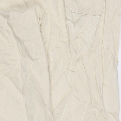 Marks and Spencer Womens Ivory Cotton Straight Jeans Size 14 L26.5 in Regular Zip