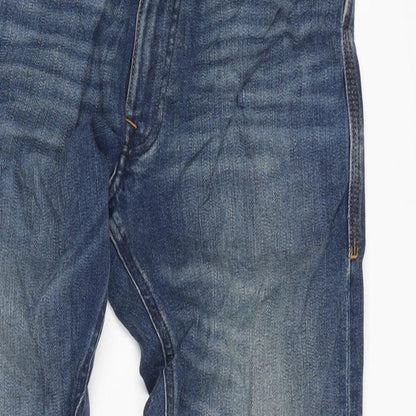 Marks and Spencer Mens Blue Cotton Blend Straight Jeans Size 2XS L29 in Regular Zip
