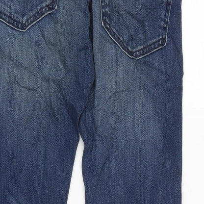 Marks and Spencer Mens Blue Cotton Blend Straight Jeans Size 2XS L29 in Regular Zip