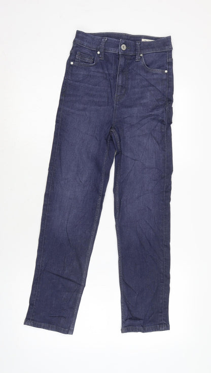 Marks and Spencer Womens Blue Cotton Blend Skinny Jeans Size 6 L25.5 in Regular Zip